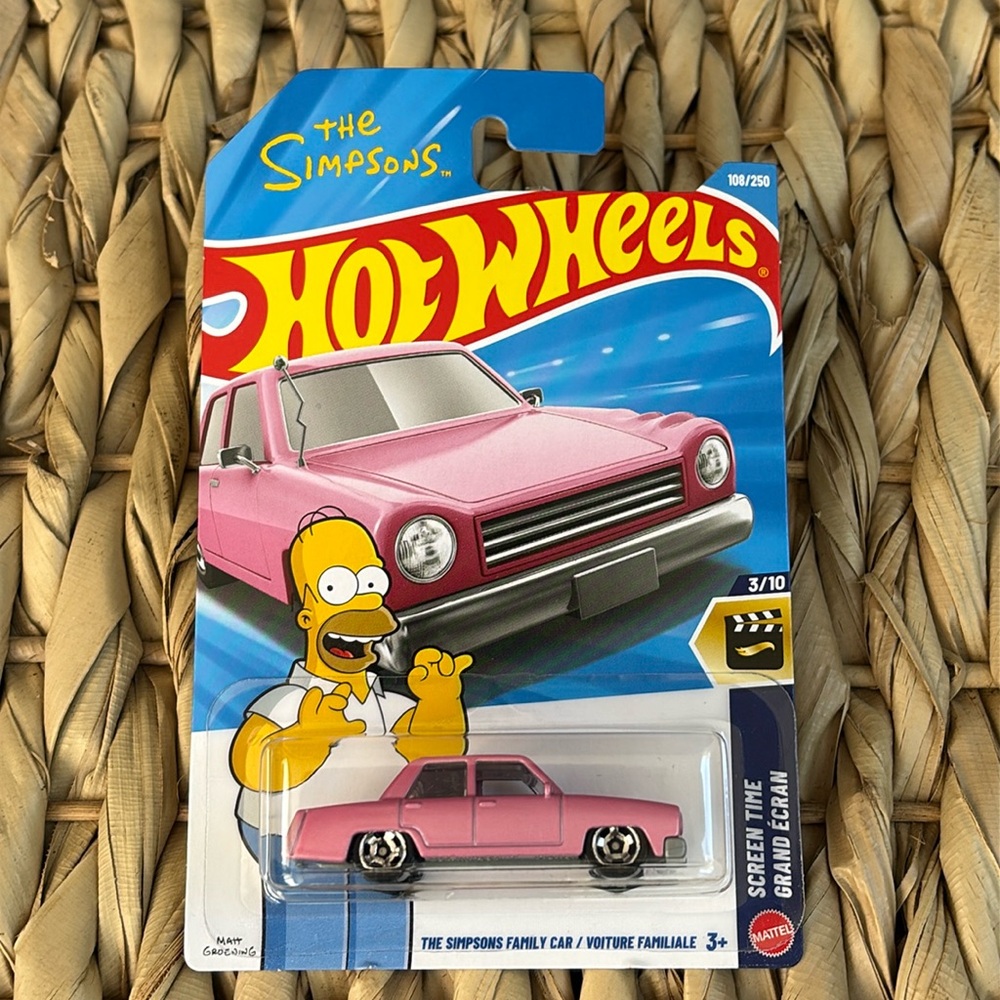 Hot Wheels The Simpsons Family Cartoon Automobile Pink Collectible Die-Cast Car